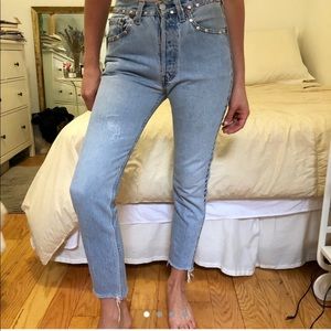 Vintage Baby Blue Studded Levi’s 501 Jeans